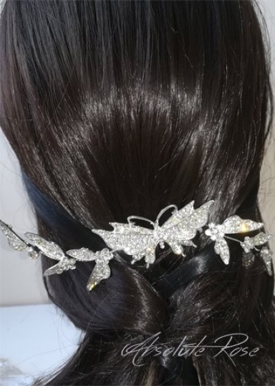 Гребен- украса за коса с пеперуди от кристали Butterfly Charm
